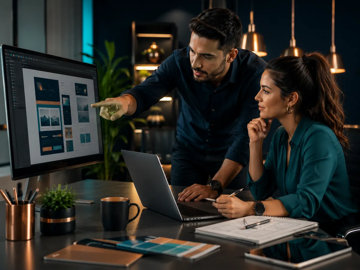 Equipo trabajando en el diseño de páginas web para una empresa