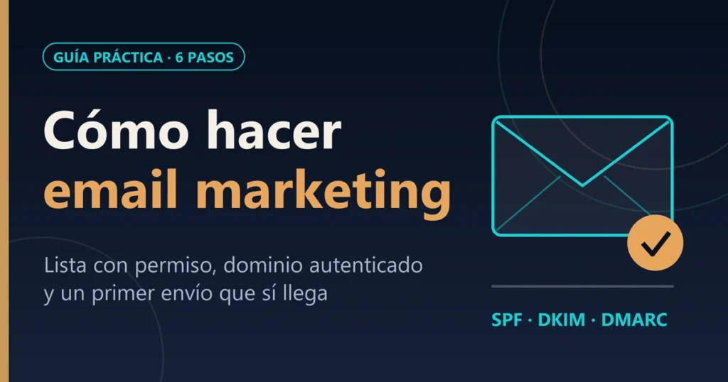 Portada de cómo hacer email marketing con un sobre de correo y la leyenda SPF, DKIM y DMARC