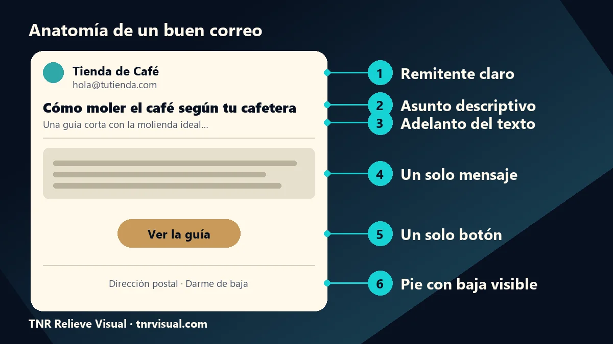 Anatomía de un correo con los elementos de los mejores email marketing ejemplos