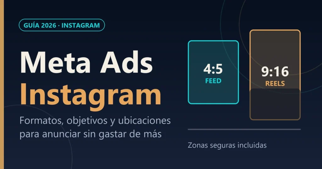 Portada sobre meta ads instagram con los formatos 4:5 de feed y 9:16 de Reels